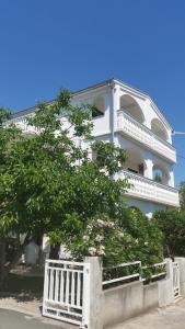 a white building with a tree in front of it at Apartment Domi in Starigrad