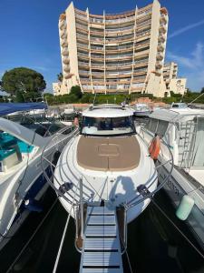 マンドリュー・ラ・ナプールにあるSéjour sur bateau de plaisanceの大型船の桟橋