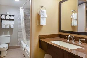 a bathroom with a sink and a toilet and a shower at Best Western Summit Inn in Niagara Falls