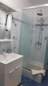 a bathroom with a shower and a sink and a toilet at Apartment in Lopar/Insel Rab 17757 in Lopar