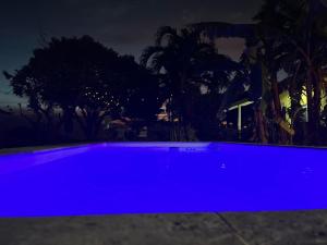 una piscina azul por la noche en Wondershell Curaçao, en Willemstad
