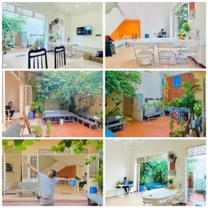 a collage of four pictures of a house at City Hostel Da Nang in Danang