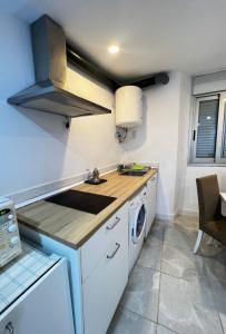 cocina con fregadero y lavadora en Apartamento céntrico económico en Berga P1, en Berga