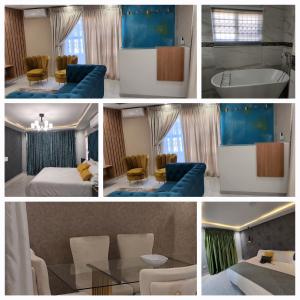 a collage of photos of a hotel room at Josmot Guest House in Gaborone