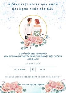 Huong Viet Hotel Quy Nhon - Beachfront في كوي نون: نموذج دعوة العرسان والعريس مع الورد الزهري