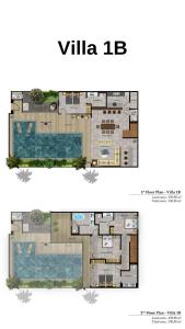 a floor plan of a villa at Exquisite 4br Haven, 5min Stroll To Beach Canggu in Canggu