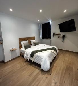 1 dormitorio con 1 cama grande y TV de pantalla plana en Bella Notte Spa en Dijon