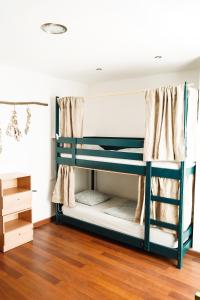 two bunk beds in a room with wood floors at Tamaran House in Las Palmas de Gran Canaria