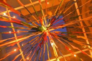a view of the top of a colorful umbrella at Hello KTM Hostel in Kathmandu