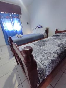 - une chambre avec 2 lits jumeaux et une fenêtre dans l'établissement Los Abuelos 17, à General Pico