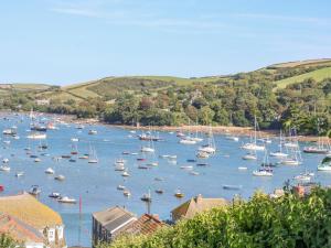 a bunch of boats are sitting in a harbor at Thornberry in Salcombe