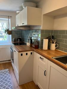 Kuchyň nebo kuchyňský kout v ubytování Ferienwohnung Gartenglück
