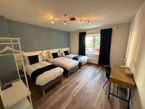 1 dormitorio con 2 camas y 1 litera en Hami Apartments Hannover en Hannover