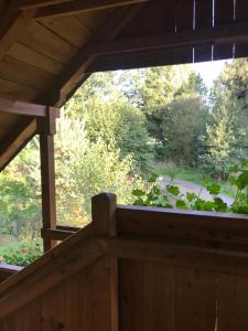 a view from the inside of a wooden building with a window at Forest Paradise in Stružná
