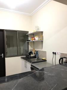 uma cozinha com um lavatório e uma bancada em Vipingo Palm - 3BDR Apartment em Vipingo