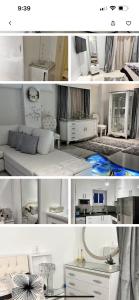 a collage of four pictures of a living room at STUNNINg 3BR 4AC CLASSY FURNITURE FLAT شقه من ثلاث غرف فخمه جداااا مجهزه بالكامل للايجار اليومي او الشهري in Cairo