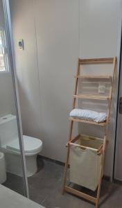 a bathroom with a ladder next to a toilet at Relajate y disfruta in Santa Cruz de la Sierra