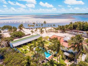 an aerial view of the beach and the ocean at Rancharia Charme Atins in Atins