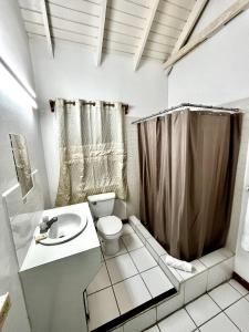 La salle de bains est pourvue de toilettes et d'un lavabo. dans l'établissement E.W.B. Properties, à Basseterre