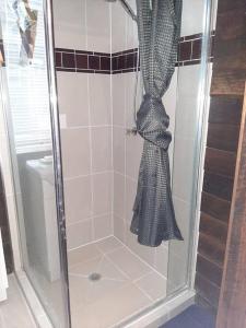 prysznic z zasłoną prysznicową z łukiem w obiekcie Wangan Tropical Getaway 