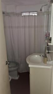 a bathroom with a sink and a toilet and a shower at Apartamento para familia o parejas in Punta del Este