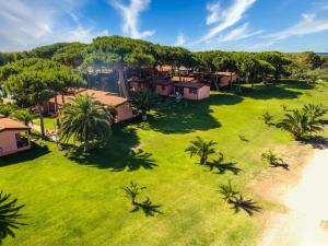 einen Luftblick auf ein Resort mit Gras und Palmen in der Unterkunft Gitavillage Club degli Amici in Pescia Romana