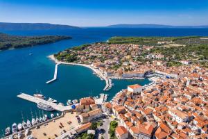 an aerial view of a town with a harbor at Apartments Tim & Klara - Sunny Cres Island in Cres