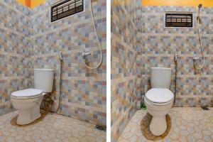 - deux photos d'une salle de bains avec toilettes dans une chambre dans l'établissement OYO 92806 Penginapan Geby Syariah, à Pekanbaru