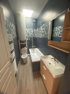 a bathroom with a sink and a toilet at Rooftop vue sur le stade de France in Saint-Denis