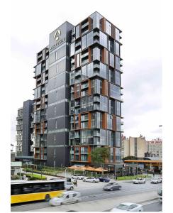 a rendering of a building with cars in front of it at Havuz olanağına sahip , otel konforu sunan daire in Istanbul