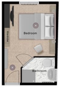 a floor plan of a bedroom with a bathroom at St John's Guest House in Weymouth