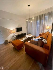 - un salon avec un canapé et une télévision dans l'établissement Apartment Royal, à Banja Luka