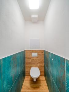 a bathroom with a white toilet in a room at TRIO apartment in Piešťany