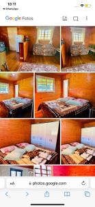 a collage of photos of a bed in a room at POUSADA FAZENDA PAIM in São José dos Ausentes
