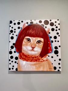 une peinture d'un chat aux cheveux rouges dans l'établissement 304Stunning and comfy 1BDR APT in Center city, à Philadelphie