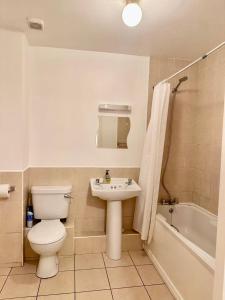 a bathroom with a toilet and a sink and a tub at Modern Apartment X91 R940 in Waterford