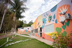 mural na boku budynku w obiekcie Ribeiro Suit's Hotel w mieście Araxá