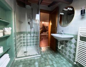 a bathroom with a shower and a sink at La Torretta, Decameron View, sweet apartment in Certaldo