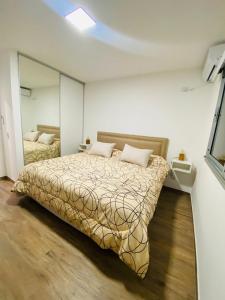 a bedroom with a bed and a large mirror at NOTRE SOUL in Tigre