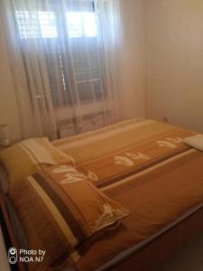 Ce lit se trouve dans un dortoir doté d'une fenêtre. dans l'établissement Apartments with a parking space Lovinac, Velebit - 21748, à Lovinac