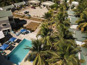 una vista aérea de una piscina del complejo con palmeras en SAARA HOTEL en Mahajanga