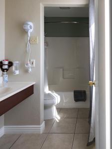 a bathroom with a white toilet and a sink at Bryce Trails Bed and Breakfast in Tropic