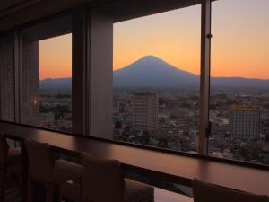 a view of a mountain from a window at Mars Garden Wood Gotenba in Gotemba