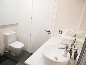 ein weißes Badezimmer mit Waschbecken und Toilette in der Unterkunft Espacioso apartamento en el centro de Pamplona in Pamplona