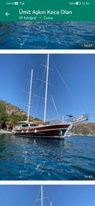 two pictures of a boat in the water at Bluemarmarisgulettour in Marmaris