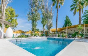 ein Pool mit Palmen im Hintergrund in der Unterkunft Nice Home In Lucena With Outdoor Swimming Pool in Lucena