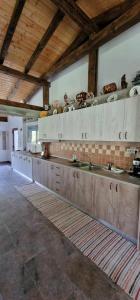 eine Küche mit einer langen Theke in einem Zimmer in der Unterkunft Casa Bella in Vadu Moţilor