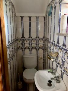 a bathroom with a toilet and a sink at Casa de S Bento in Rio Caldo