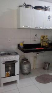 een kleine keuken met een fornuis en een wastafel bij Petrolina in Petrolina