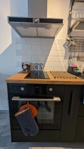 a kitchen with a stove with a counter top at 65 Duck House in Sofia